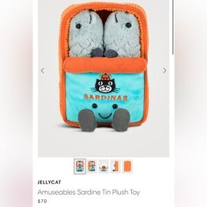 Jellycat Amuseables Sardine Tin Plush in Orange and Blue